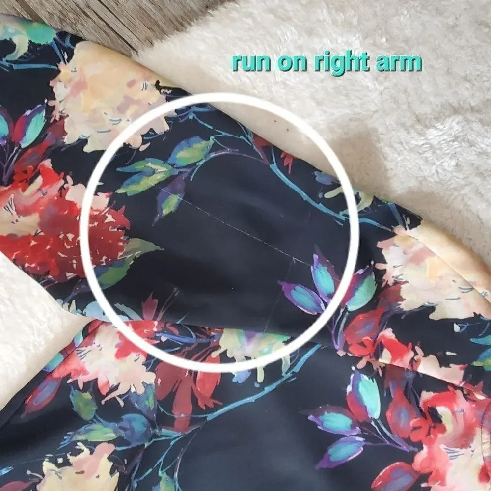 JustFab Black Floral Bomber Jacket, Size Large